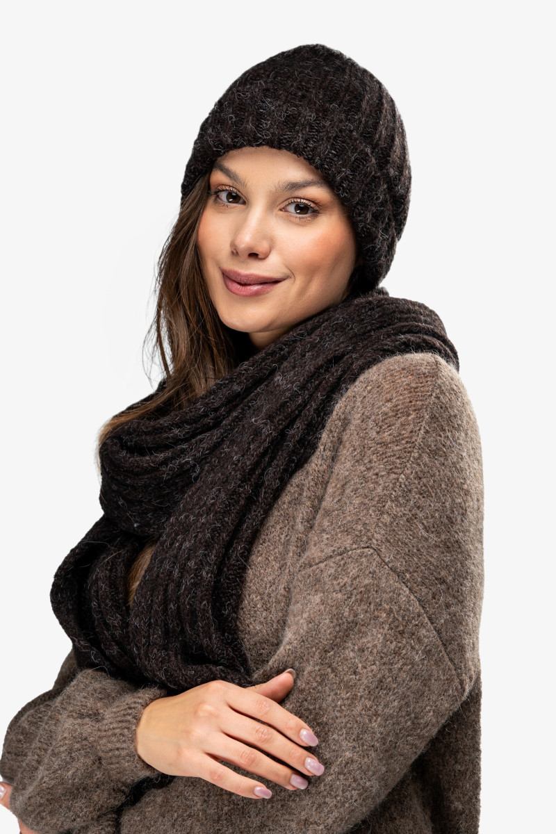 Warm hat with kid mohair and wool – chocolate