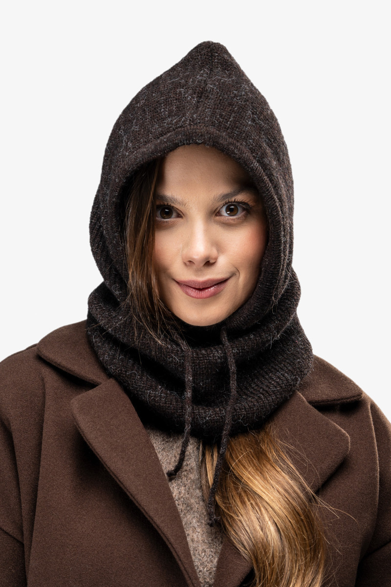 Warm balaclava with kid mohair and wool – chocolate