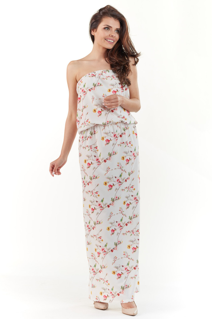 Sukienka A219 - Kolor/wzór: Ecru