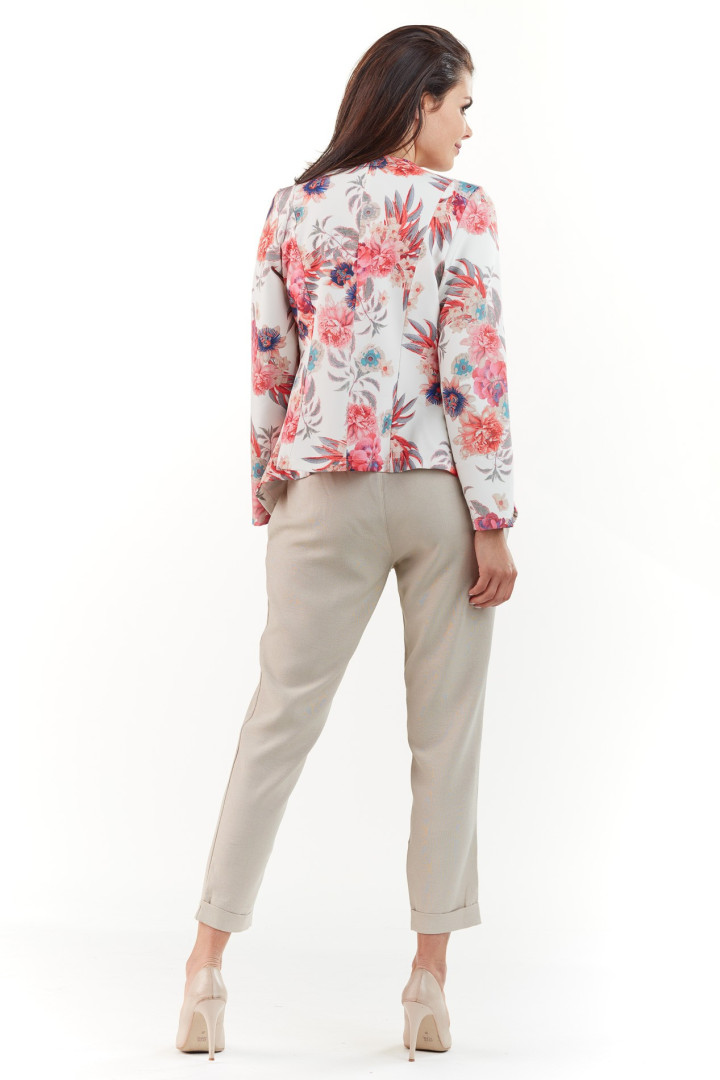 Żakiet A223 - Kolor/wzór: Kwiaty fuksja
