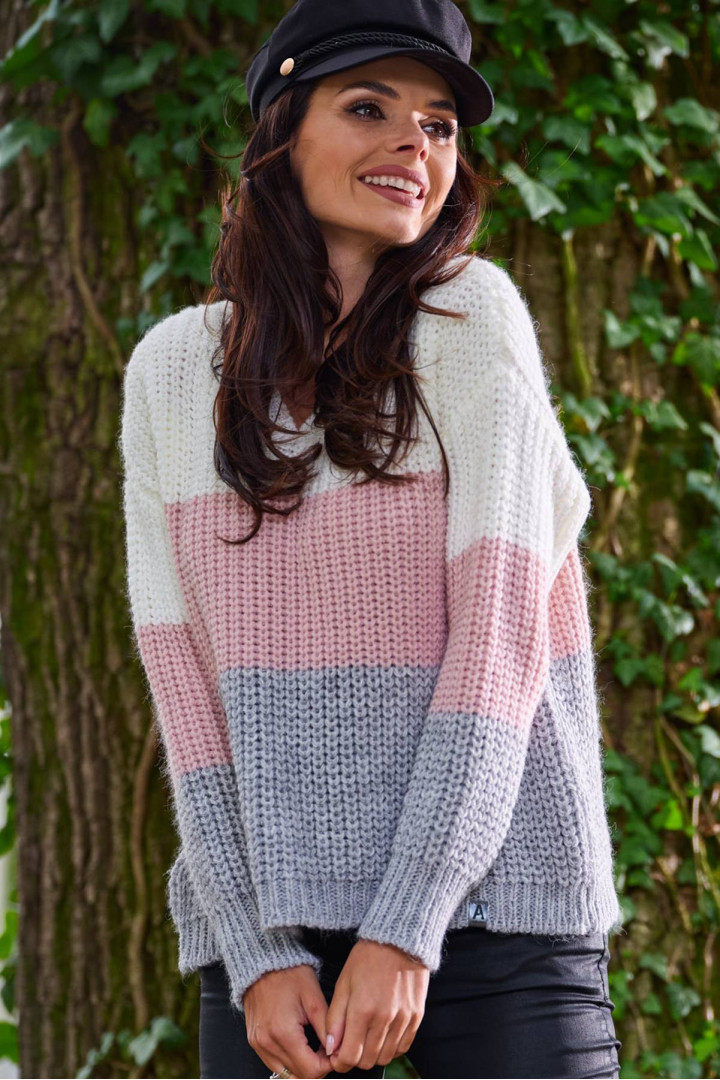 Sweter A390 - Kolor/wzór: Róż