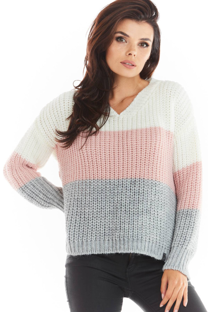 Sweter A390 - Kolor/wzór: Róż