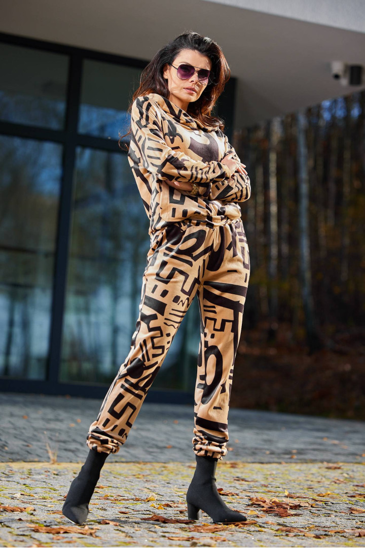 Bluza A473 - Kolor/wzór: Beżowo-Czarny wzór