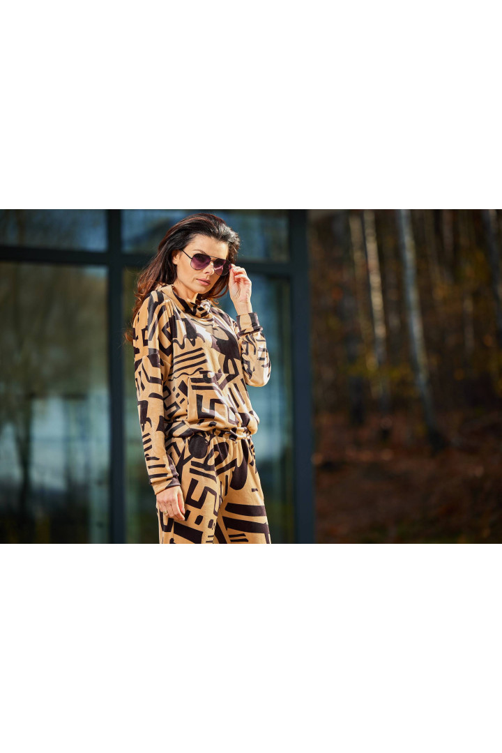 Bluza A473 - Kolor/wzór: Beżowo-Czarny wzór