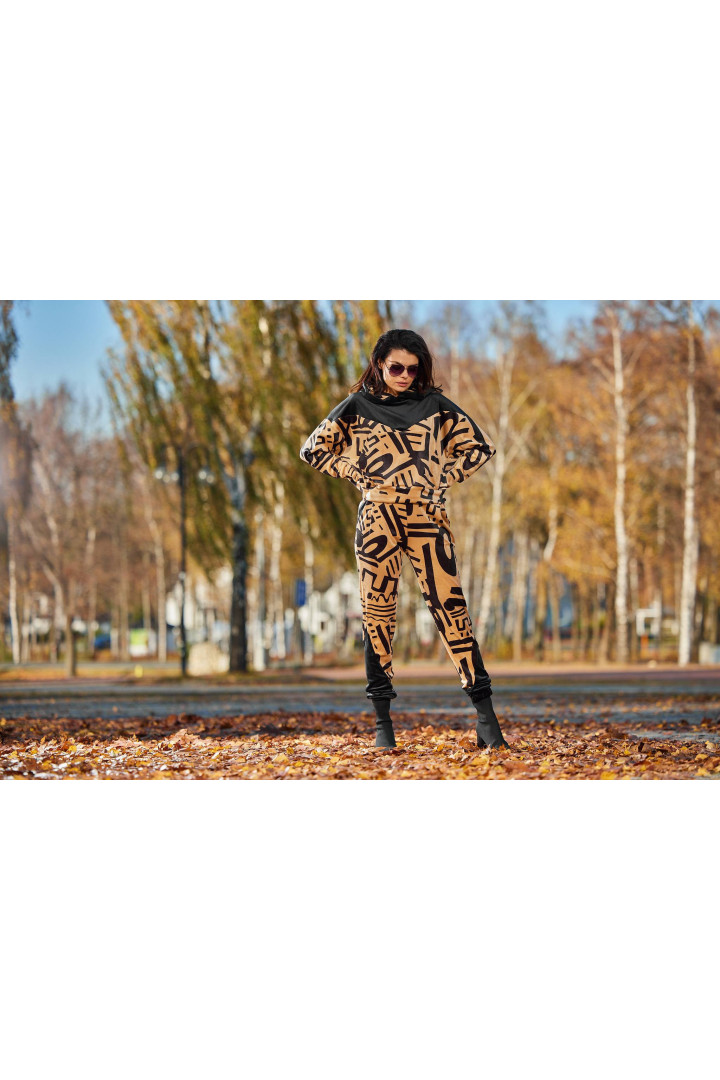 Bluza A481 - Kolor/wzór: Beżowo-Czarny wzór