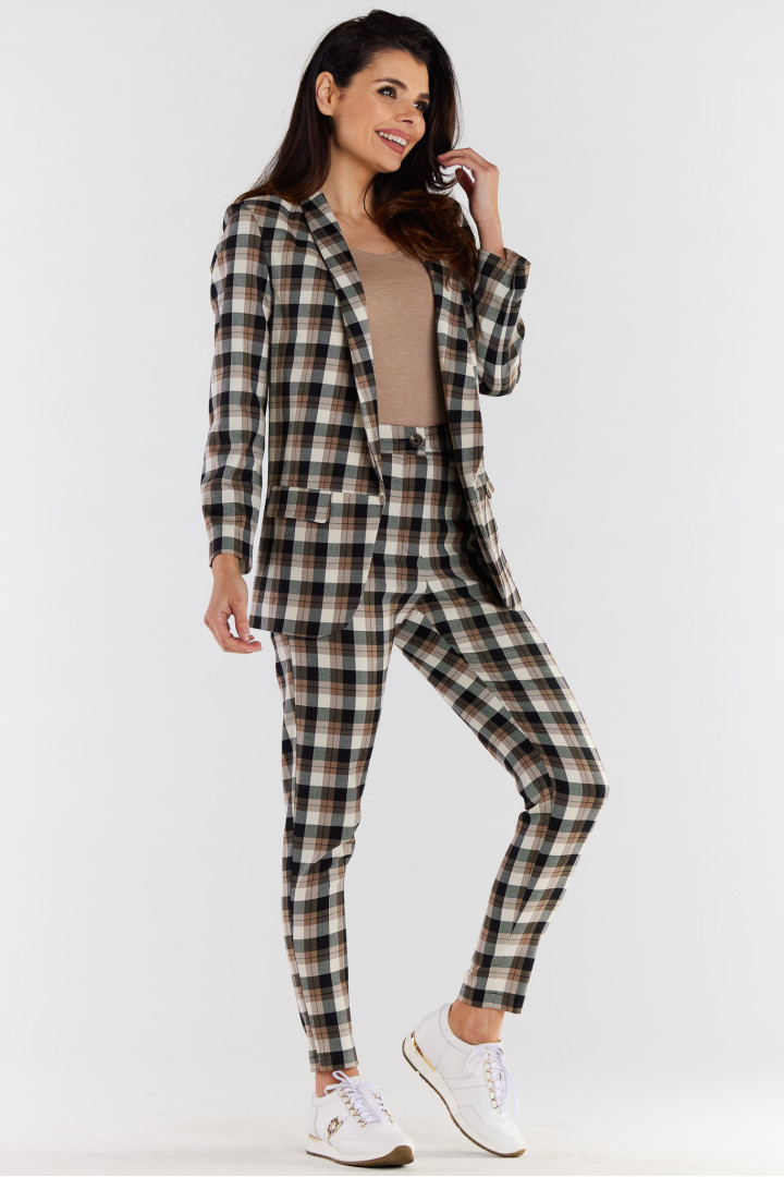 Żakiet A491 - Kolor/wzór: Brązowo-Beżowy