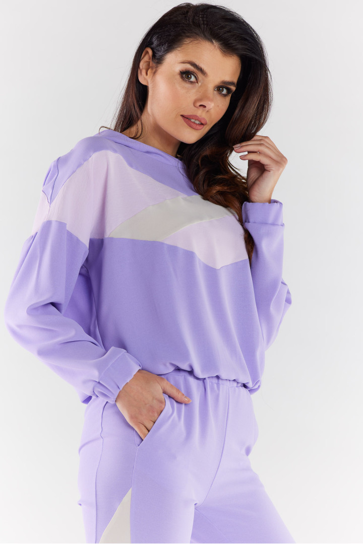 Bluza A497 - Kolor/wzór: Fioletowo-Beżowy