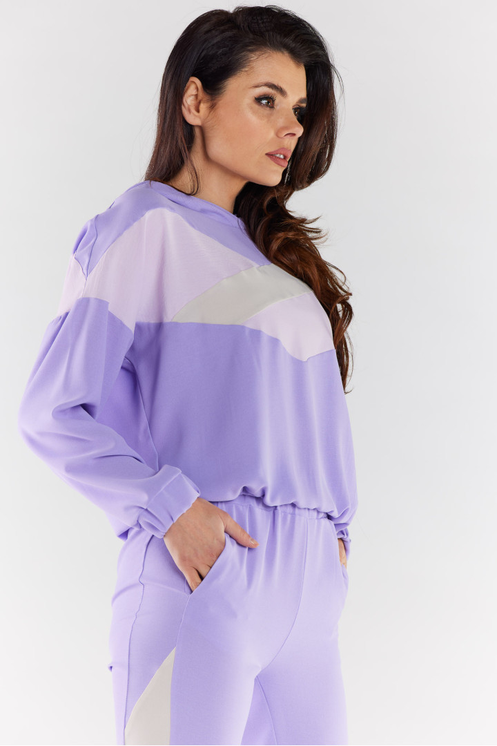 Bluza A497 - Kolor/wzór: Fioletowo-Beżowy